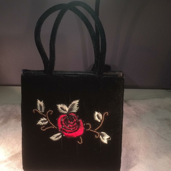 black velvet evening bag